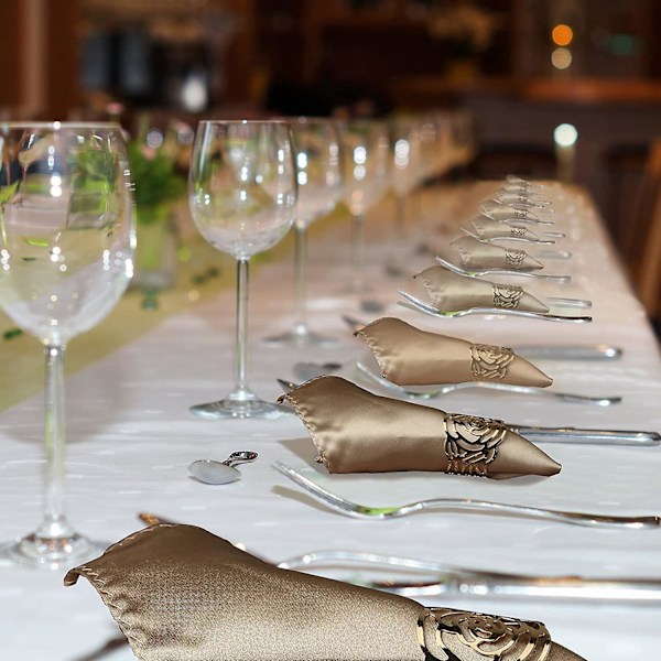 12 stk. Servietring, Servietring Metal Gennembrudt Servietholder Blomstermønster Ring Deco til Bryllupsbanket Fødselsdagsfest