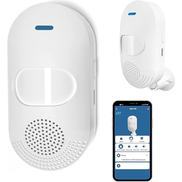 Rörrelsesensorlarm: Wifi-rörelsedetektor med 100db-siren och appkontroll