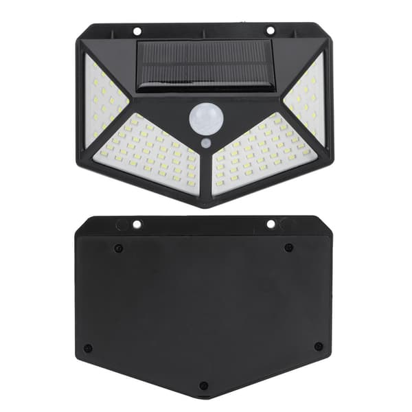 100LED Solar Bevegelsessensor Lys Vanntett Vegglampe Gatelampe for Utendørs Hage Gård