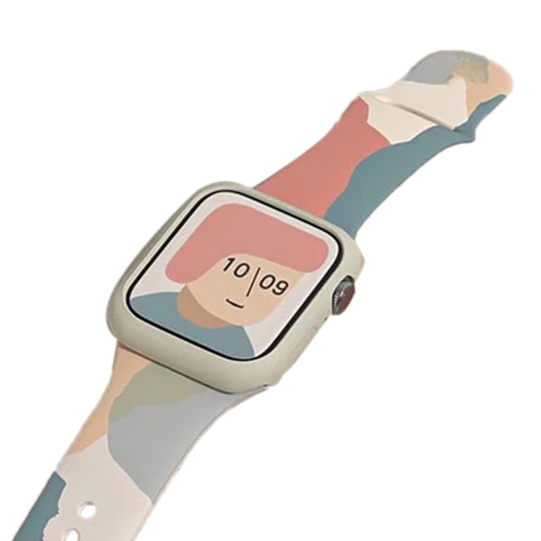 Silikonklockarmband ersättning färgtryckning snabbkoppling handledsrem för IOS Watch 6 7 Grapefruit Mörkbrun 38/40/41MM