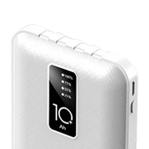 Powerbank 10000mAh kapasitet Ultrathin digitalt display skjerm bærbar lader for telefon nettbrett hvit