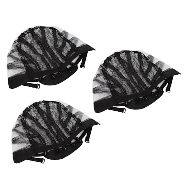3 st Elastisk peruk Mesh cap Svart Nylon Andas Stretchable Fake Cover för Cosplay Makeup