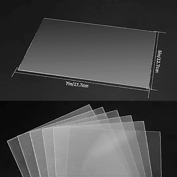 6 stk. klare akrylplater, plast Perspex-plater, transparente Plexiglass-paneler for bildeglassutskifting, displayprosjekter