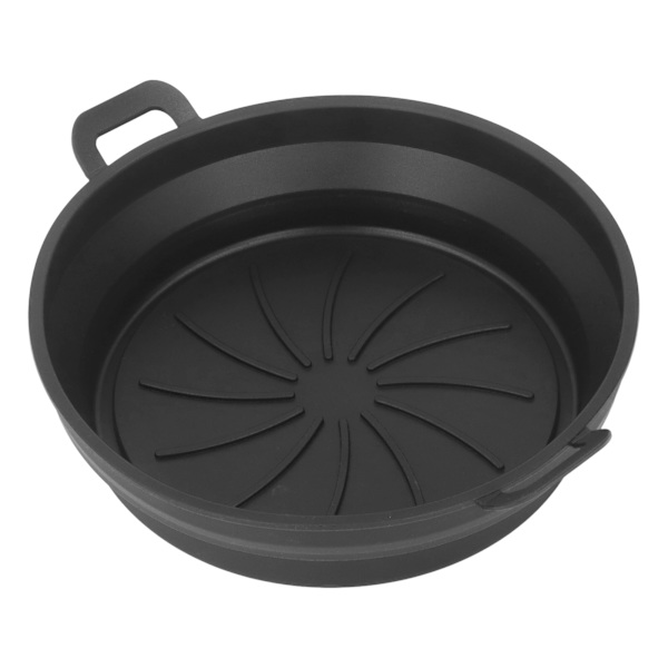 Foldbar Frituregryde Silikone Liner Fødevarekvalitet Høj Temperaturbestandig Rund Frituregryde Silikone Gryde Sort Diameter 19CM