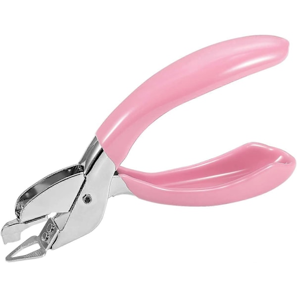 Häftklammerborttagare, kraftig häftklammerdragare, häftklammerborttagare för hem, skola och kontor med halkfritt handtag (Rosa)
