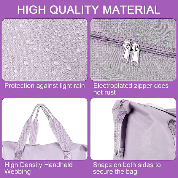Lila 29L vattentät resväska med resväska, våta och torra avdelare, unisex, helg, sjukhus, handbagage