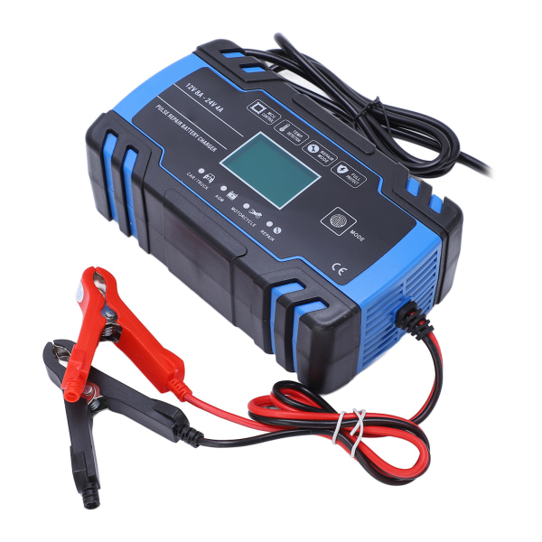 Intelligent Batterioplader ABS Skal Automatisk Biloplader med Køleventilator til AGM AC 100‑240V EU Stik