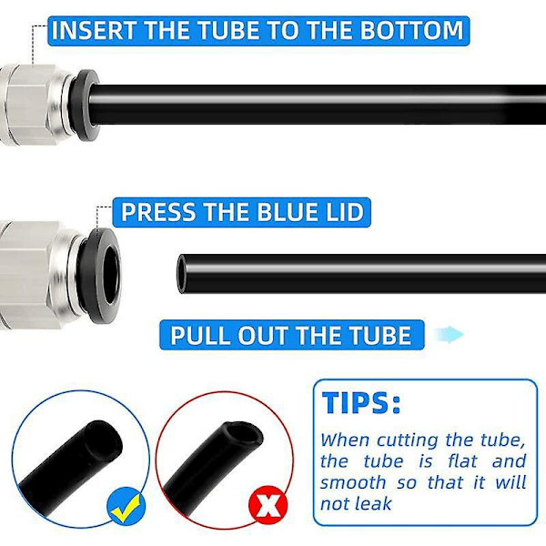 10 stk. Han-Straight 6mm Rør OD x 1/8\" BSP Gevind Push-In Hurtigkobling Med Pakninger (PC6-01)