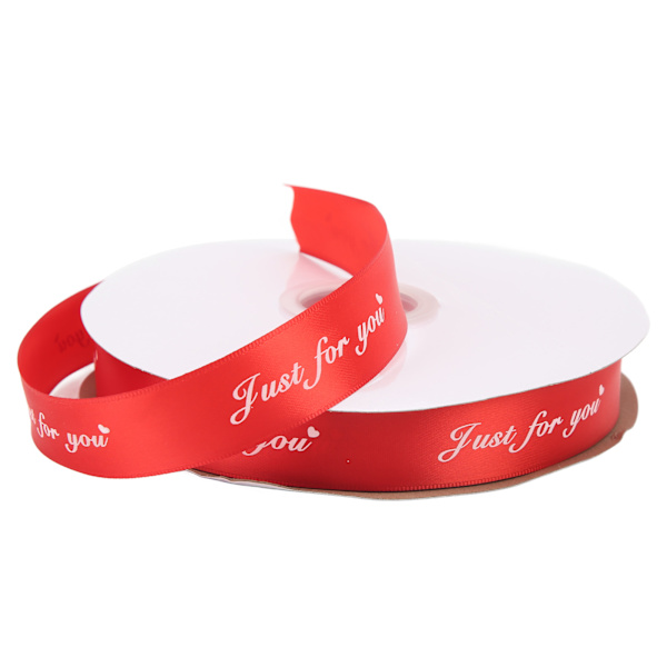 100 yards rött satinband 2,6 cm bredd dubbelt satinband glansigt polyester rött band tunt för festdekoration