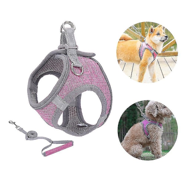 Reflective Purple Small Dog Harness Set with Leash for Puppies