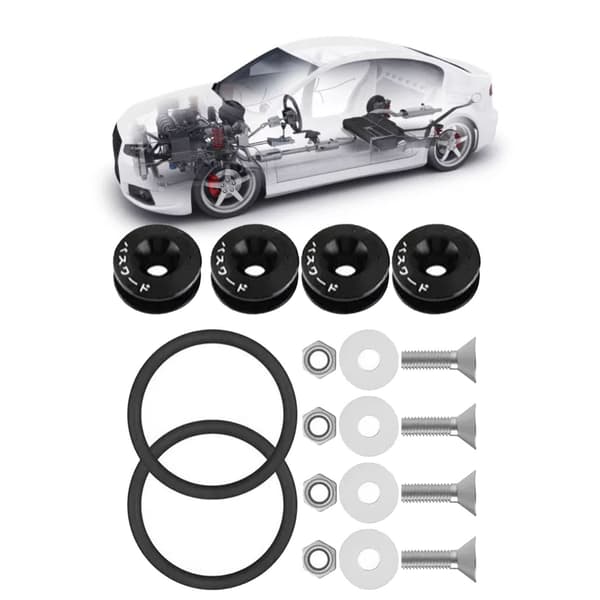 JDM Quick Release Fasteners Kit Komplet Høj Styrke Anodisk Oxidation Overflade til Bil Sort