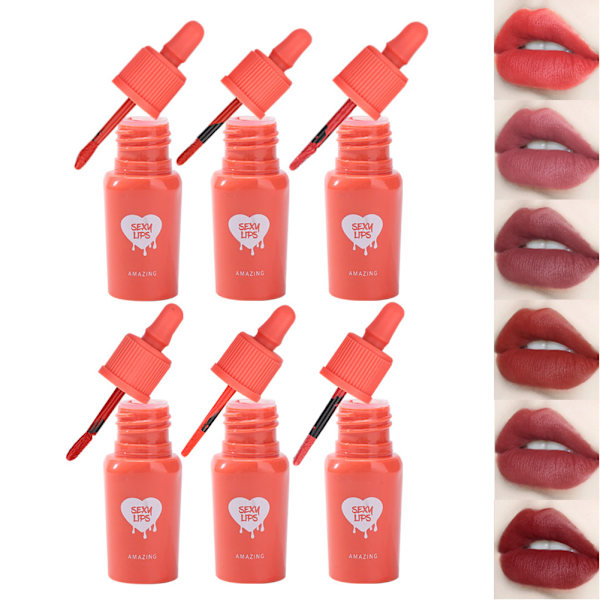 6 st/set nappflaska form långvarig läppmakeup läppstift set läppglans kit