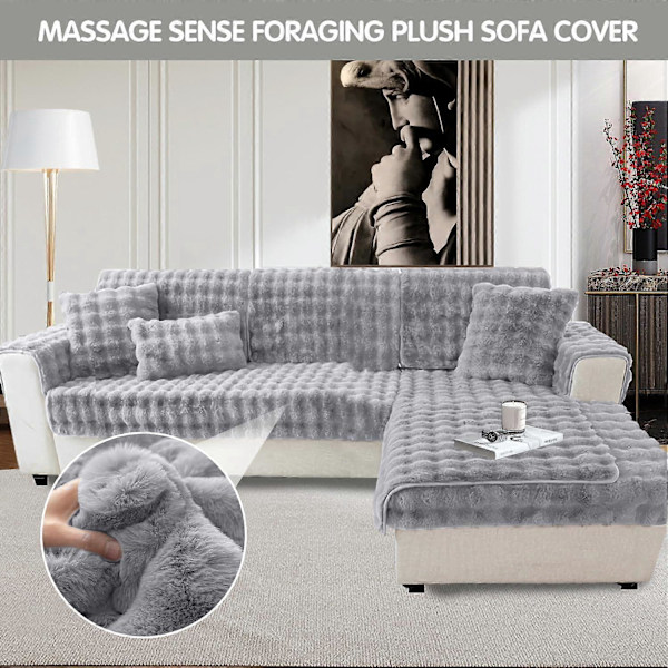 Tjocka Kanin Plysch Sofföverdrag 1 2 3-sits, Halkfria Sofföverdrag, Roligt Luddigt Sofföverdrag, Varma Sammet Soffkuddöverdrag (70x210cm)