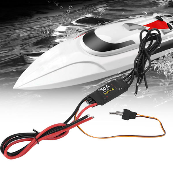 Vanntett børsteløs ESC 50A 2‑6S for 24V RC båtmodell undervanns thruster