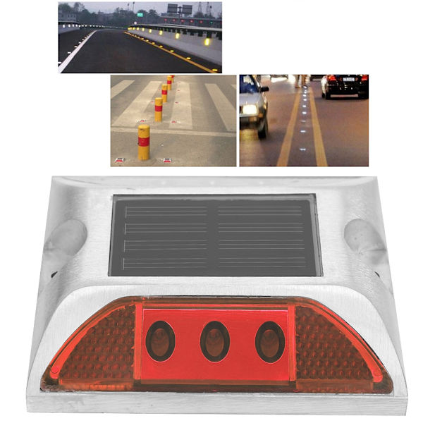 LED Solar Power Ground Markeringslys Vandtæt udendørs indkørsel Road Highway Spike LampeRød