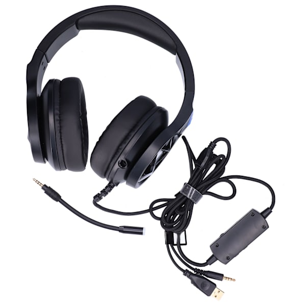 Gaming Headset Surround Sound Brusreducer Over Ear Hörlurar med Mikrofon och LED-ljus för PS4