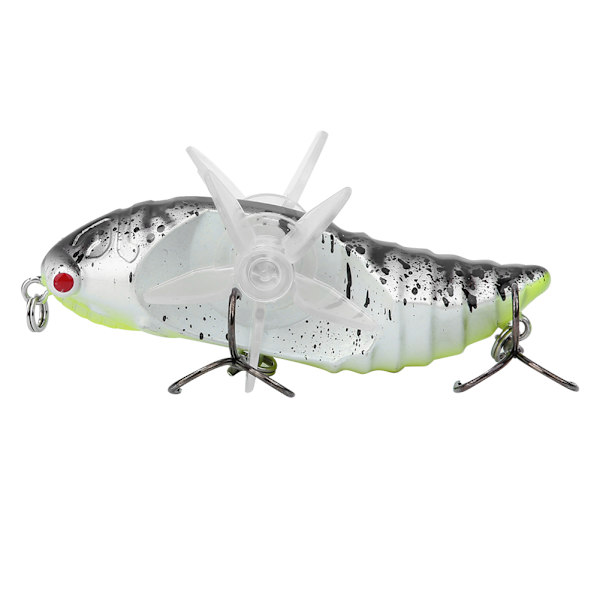 Hårde fisk lokke Bionic Cicada Shape fiskeagn med roterende spins Propel diskant krog 7,5 cmY238-6