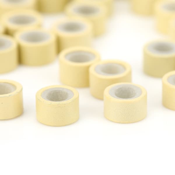 Aluminium Silikonpärlor Hårförlängningsrör Mikroringar Hårflätningsdekorationer Beige