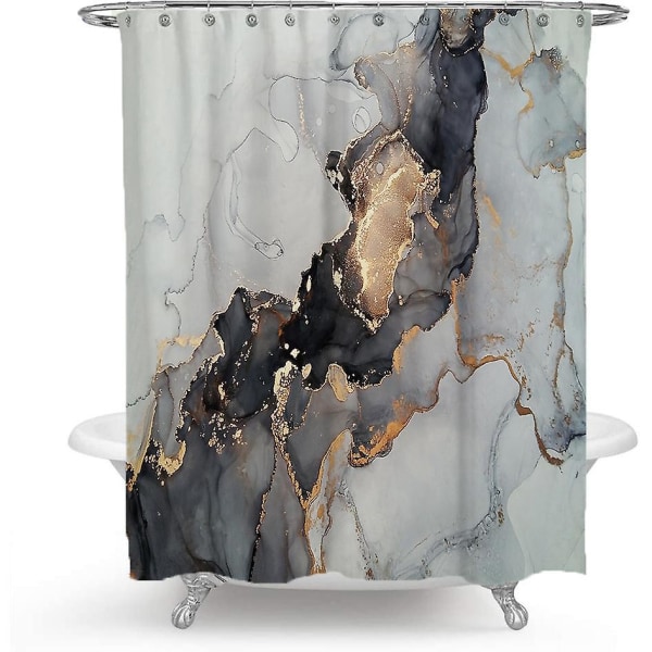 Vattentät duschdraperi i marmor med sällsynt pärlmönster - 150x180cm
