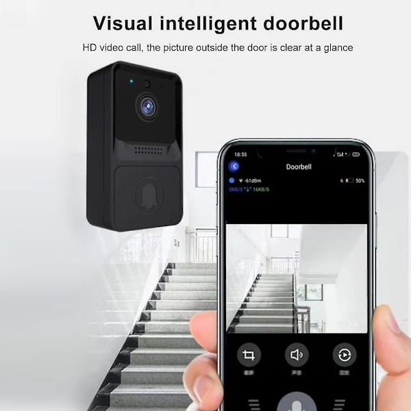 Smart Trådløs Videodørklokke med Klokkesignal, HD IR Nattesyn, To-vejs Video Intercom, Cloud
