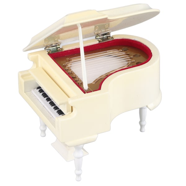 Trä Miniatyr Piano Replica med bänk och case Instrument Modell Musik Presenter Ornament Vit