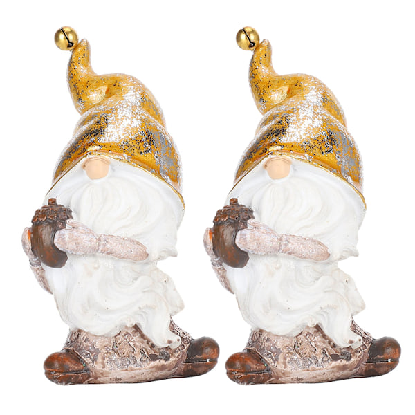 2 stk. Resin Santa-statue Ornamenter Jul Hvit Skjegg Skog Menn Håndverk Dekorasjon Gave