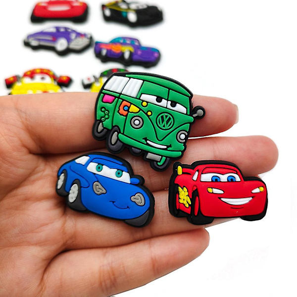 Søde Lightning Mcqueen Croc-sko - 20 stk, dekorative tegneserie-blomsterspænde, blødt plastik, gør-det-selv-biltilbehør