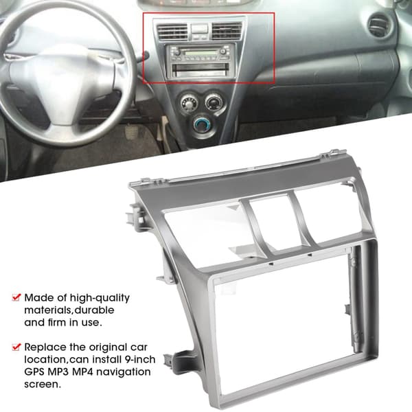 9 tommer 2 Din Bilstereo Facia Panel Ramme Dæksel med Strømkabel Passer til Toyota Vios 07‑12