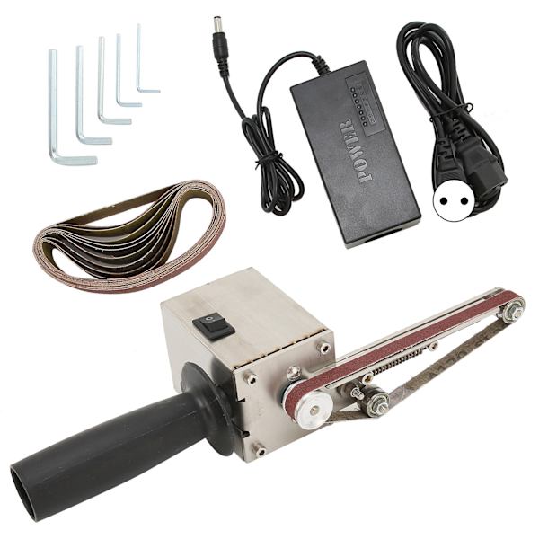 Båndsliber Mini Elektrisk Justerbar Håndholdt Slibemaskine Poleringsmaskine AC 110‑240V til DIYEU Stik 775 (100W)