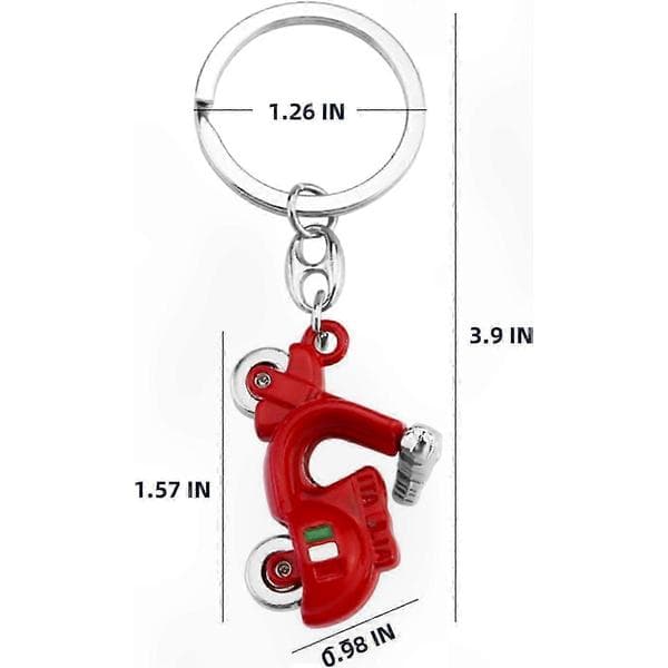 Kunstnerisk rød scooter nøglering med holdbar metalkonstruktion og indviklet design til gavegivning