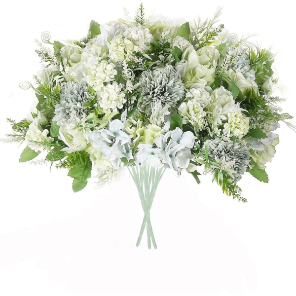 3-delt kunstig peon og krysantemum blomstersett - bryllupsdekorasjonsbukett i lilla
