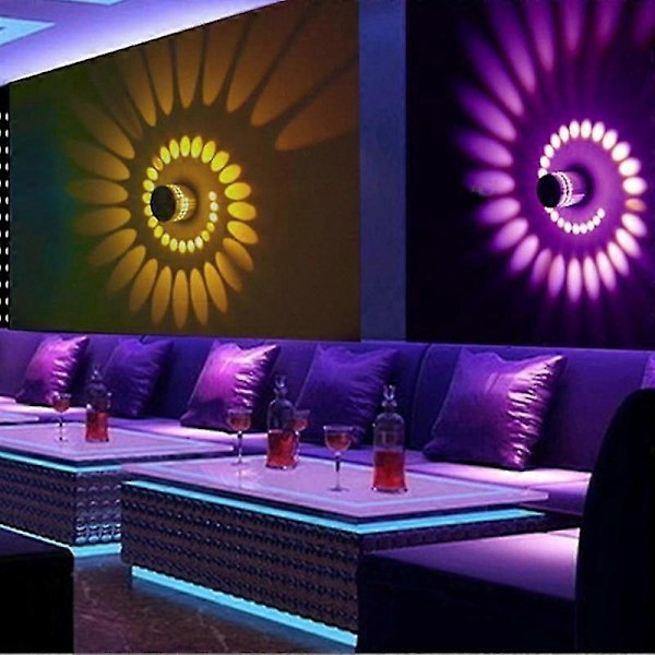 RGB LED Væglampe 16 Farver 360 Graders Spiral Effekt Lys Med Fjernbetjening - GSL A07