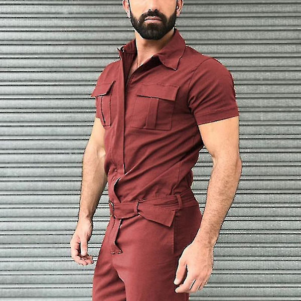 Kortärmad herr jumpsuit M röd