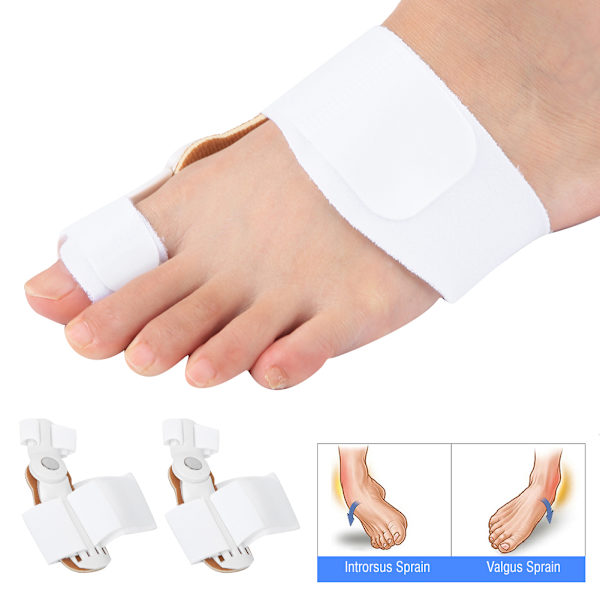 2st Vuxen knystkorrigerare Ortopediska tåavskiljare Hallux Valgus Ortos Utrustning för Kvinna Dag/Natt Använd Vit