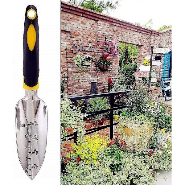 Hagespade Håndverktøy Rustfritt Stål Liten Hagespade For Graving Planting Rustsikker Håndspade Med Mykt Gummihåndtak Måledybdemarkering