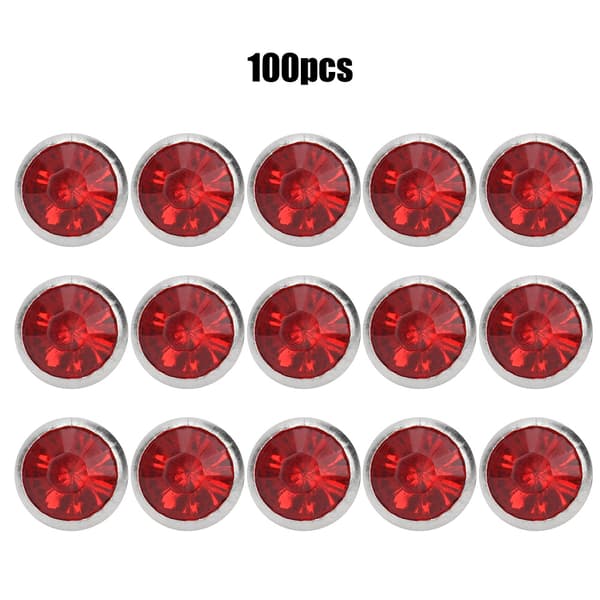 B Akryl Diamant 8mm Dekorativ DIY Stud Klestilbehør 8mm Sølvkant Krystall Lys Rød