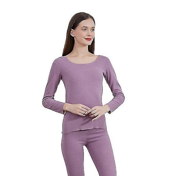 Kvinners Silke Termisk Undersett - Langt Silke Undersett 3XL Lilla