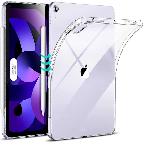 Läpinäkyvä takakansi, yhteensopiva iPad Air 5. sukupolven 2022 ja iPad Air 4. sukupolven 2020 kanssa, läpinäkyvä takaosa, kynäteline 2