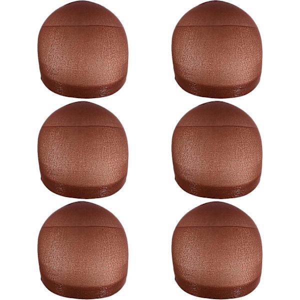 Pusteelig nylon parykkhette - 6 stk. (brun)