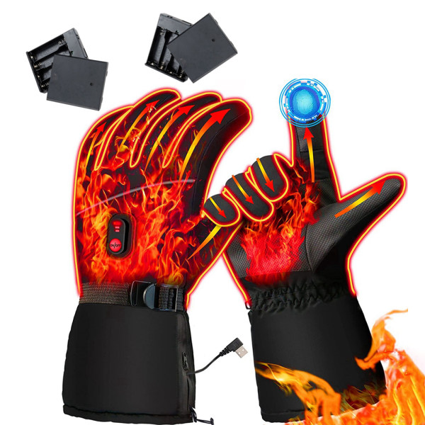 USB-opvarmede handsker Vandtætte berøringsskærm 3 temperaturniveauer Handsker til mænd Kvinder Vinter Indendørs Udendørs Motorcykling Vandring Camping