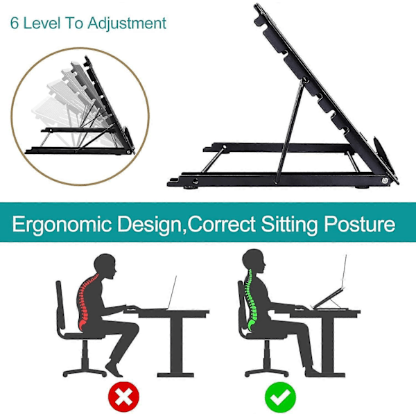 Multi-Vinkel Laptop Stand Rustfrit Stål Justerbar Ergonomisk Letvægts Ventileret Laptop Stand Bl