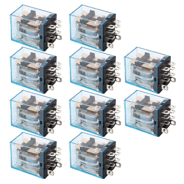 10 st spoleffektrelä litet elektromagnetiskt 8-stift 2 öppen 2 stängd 110V