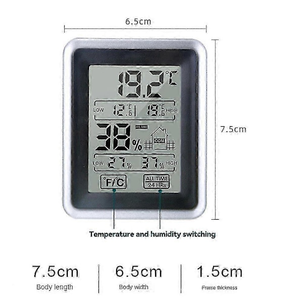 LCD Digital Termometer Hygrometer Temperatur Inomhus Praktisk Temperatursensor Fuktighetsmätare