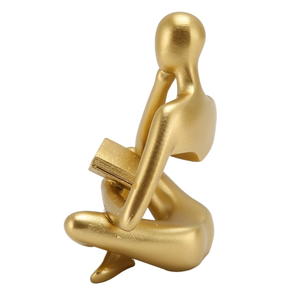 Tenker Lesestatue Resin Sittende Figur Abstrakt Kunst Ornament for Stue Skap Dekorasjon Gull
