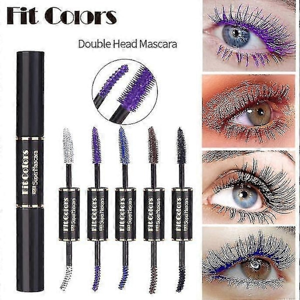 Vandtæt Dobbeltendet Farve Mascara - Langtidsholdbar & Anti-Sved - Tyk & Bukker HVID