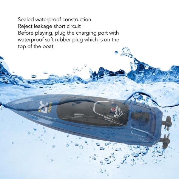 Højhastigheds vandtæt mini USB fjernbetjeningsbåd - blå Blue