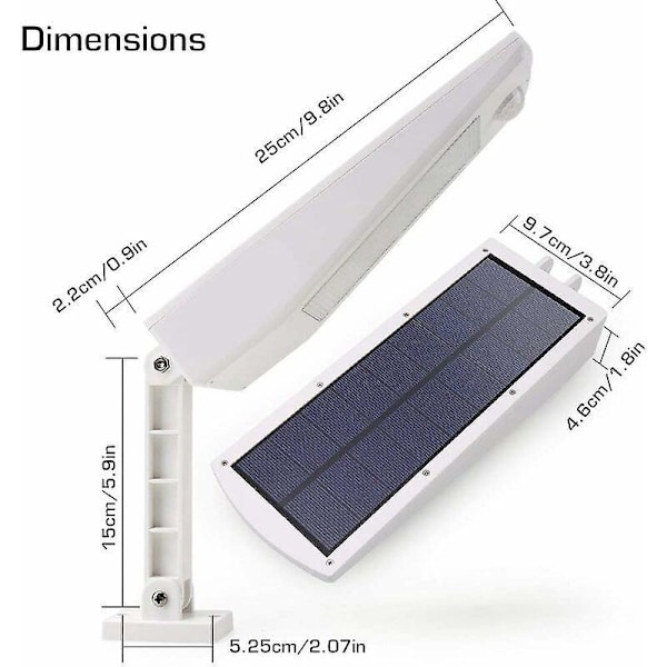 Vegglampe 48 LED 4500mAh Solcellelampe 900lm IP65 Vanntett Utendørs Lampe Svart med Justerbart Stativ, 120° Bevegelsessensorlys [Energiklasse A+++]