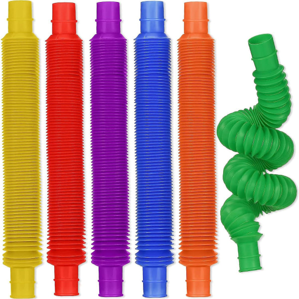 6-pack Mini Pop Tubes Sensory Stress Relief Toy Set - Slumpmässiga färger
