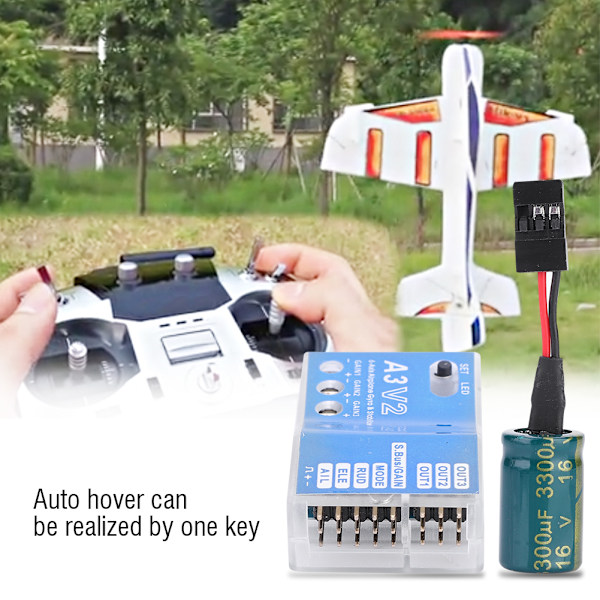 F50A 3-akset Gyro A3 V2 flyvekontrolstabiliseringssystem til RC fastvingefly