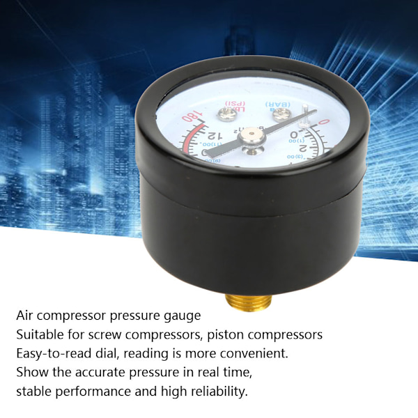Luftkompressor Manometer Y40 Jernskal Instrument Trykmåler
